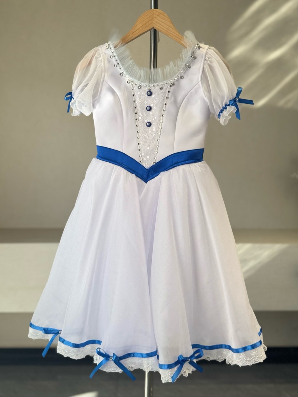 White and Royal Blue Graduation Ball Ballet Costume